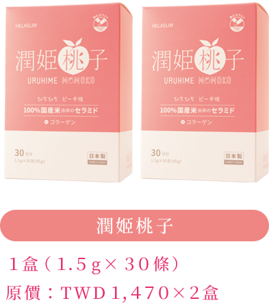 潤姫桃子 1盒（1.5g×30條）原價：TWD1,470×2盒