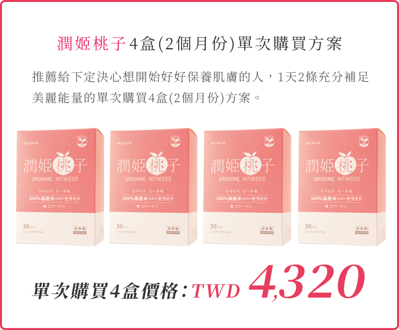 潤姬桃子～潤肌素～4盒(2個月份)單次購買方案