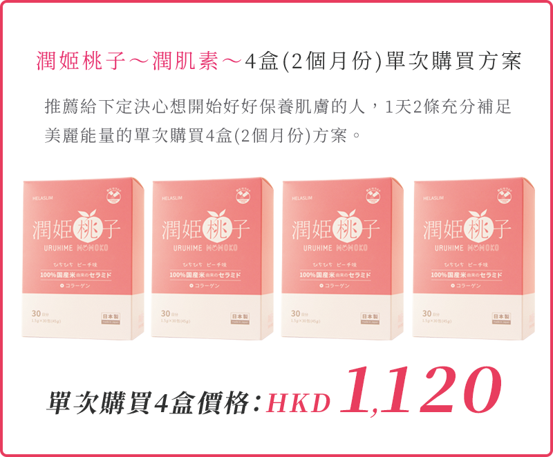 潤姬桃子～潤肌素～4盒(2個月份)單次購買方案